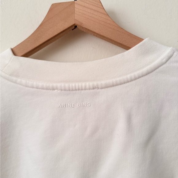 NWT Anine Bing MILES SWEATSHIRT FRAMED MONOGRAM white size large - Picture 7 of 7